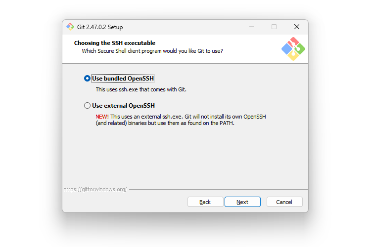 Gitインストール時の8画面目「Choosing the SSH executable」のサムネイル